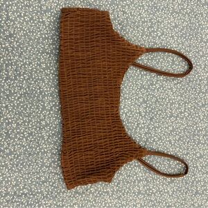 Brown Textured Bikini Top